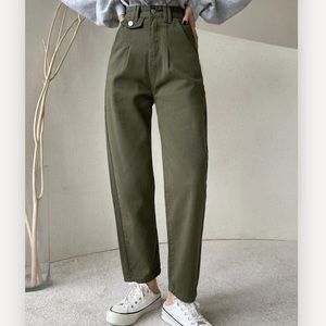 green high waist pants
